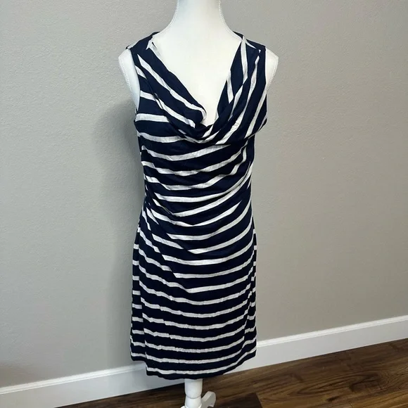 loft blue and white dress LOFT STRIPED DRESS main image 0